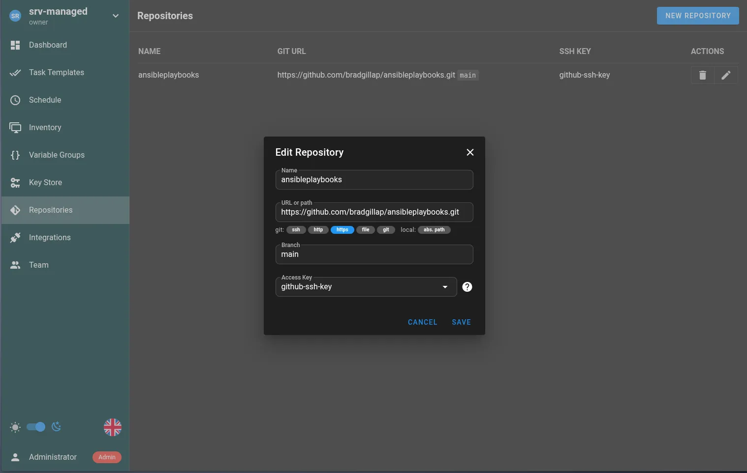 Semaphore Add Repository