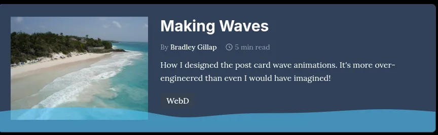 Screenshot of the post card waves