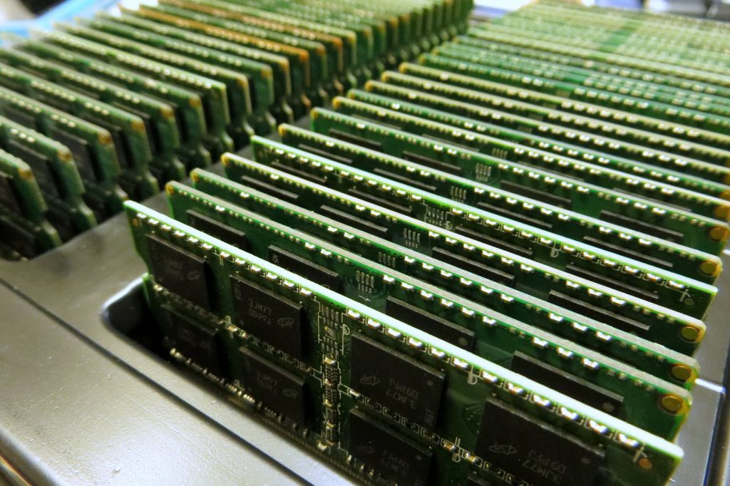 Many sticks of ram in a server.